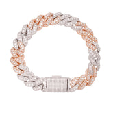 12mm Cuban Rose Two Tone Solitaire Moissanite Bracelet